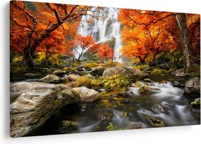 Tablou - Cascade în peisaj de toamnă, portocaliu (90x60 cm)