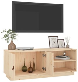 Comoda TV, 105x34x40 cm, lemn masiv de pin Maro, 1