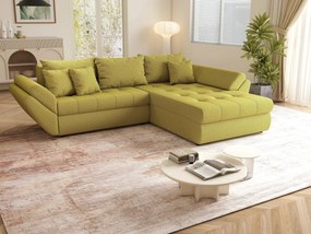 Colțar extensibil dumonde cu ladă de depozitare si sezut confortabil din spuma high-density, Loana Enjoy Green II 270x185 cm