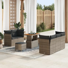 vidaXL Set de canapele pentru grădină 8 pcs Gri 90 x 55 x 71 cm