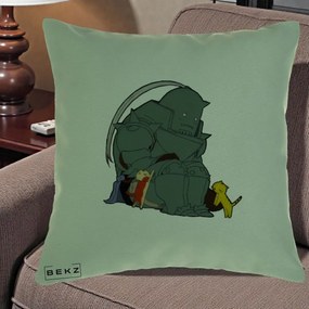 Perna Personalizata Fullmetal Alchemist Alphonse cu Pisici, 40x40 cm, Verde, Husa Detasabila, Perna Inclusa, BEKZ®