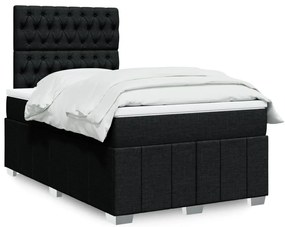 vidaXL Pat box spring cu saltea, negru, 120x190 cm, catifea