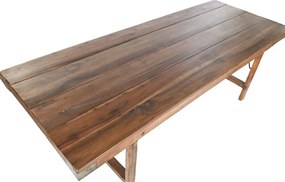 Masă dining dreptunghiulara din lemn masiv reciclat, structură pliabilă, „Grand Loft”