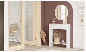 Măsuță consolă Lentorella 1 (cu oglindă) (alb + negru). 1106468