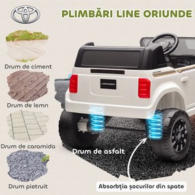 AIYAPLAY Mașină Electrică pentru Copii TOYOTA Land Cruiser 12V cu Telecomandă, Vârsta 3-6 Ani, Alb | Aosom Romania