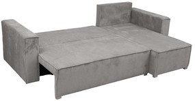 Canapea colt extensibila SMART COSARO gri deschis, cu colt bilateral + 2 perne CADOU