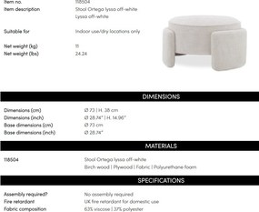 Taburete modern design LUX Ortega, Lyssa off-white