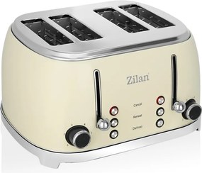 Prajitor de paine Retro Zilan ZLN1214, 4 felii de paine, 1500W, 6 trepte, dezghetare, reincalzire, picioruse antiderapante