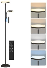 HOMCOM Lampadar LED 42W reglabil 2700K-6500K 4 culori variere continua, 4 moduri scena, telecomanda si control tactil | Aosom Romania