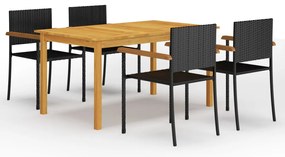 vidaXL Set de masă pentru grădină, 5 piese, negru