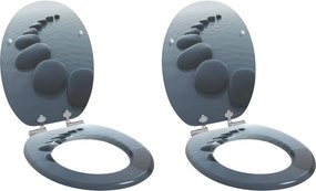 vidaXL Capac de toaletă cu închidere lentă 2 pcs Gri 44 x 38 cm
