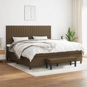 vidaXL Pat box spring cu saltea, maro închis, 200x200 cm, textil