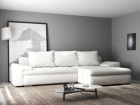 Colțar extensibil dumonde cu ladă de depozitare si sezut confortabil din spuma high-density, Leonardo Euphoria Ivory 260x185 cm II