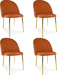 Scaun de dining INCA VELVET cu picioare aurii, teracota