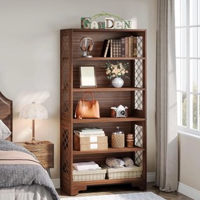 RAM2 - Rafturi, 80 cm, Biblioteca cu 6 rafturi , depozitare carti, living, birou, camera copii - Maro