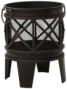 313637 vidaXL Vatră de foc rustică, cu vătrai, Φ42x54 cm, oțel