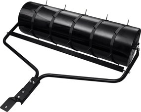 vidaXL Tăvălug gazon de grădină, cleme de aerisire, negru, 63 L, fier
