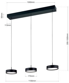 Lustra LED suspendata iluminat ambiental TEIDE negru