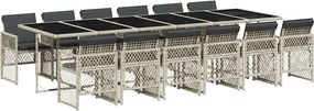 vidaXL Set mobilier de grădină cu perne 13 piese gri deschis poliratan