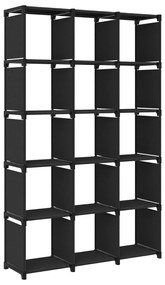 322618 vidaXL Raft expunere, 15 cuburi, negru, 103x30x175,5 cm, textil