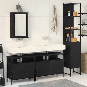 vidaXL Set de Baie cu 4 Piese în Stejar Negru - Lemn Engeniozat
