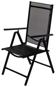 Scaun metalic pliabil Muhler 1005248, 7 pozitii, Spatar si scaun din material textil, Negru