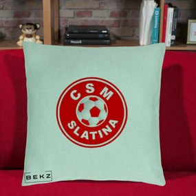 Perna Personalizata CSM Slatina Fotbal, 40x40 cm, Verde Menta, Husa Detasabila, Perna Inclusa, BEKZ®