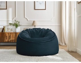 Fotoliu bean bag albastru închis cu tapițerie din catifea reiată Socrate – Bobochic Paris