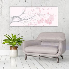 Tablou - Flori roz (120x50 cm)