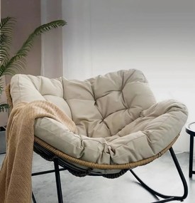 Balansoar metalic pentru interior si exterior, scaun tip ou cu pernă captusita, Bej