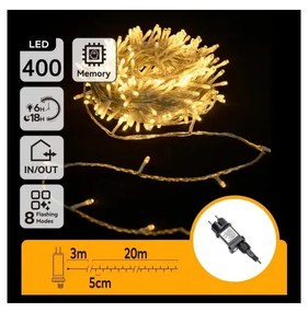 Aigostar - Ghirlandă LED de exterior pentru Crăciun 400xLED/6W/230V 20m IP44 alb cald