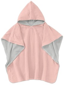 Prosop plaja - Poncho copii din muselina dubla si frotir Kidizi 2-5 ani Old Rosa