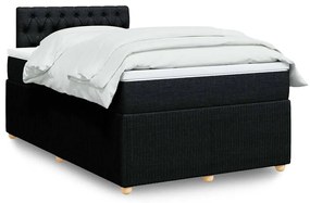 vidaXL Pat box spring cu saltea, negru, 120x200 cm, textil
