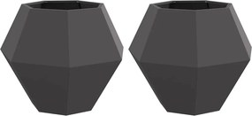 vidaXL Jardinieră 2 pcs Negru 75 x 75 x 60 cm Oțel