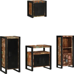 vidaXL Set de mobilier pentru baie cu raft 4 pcs Lemn recuperat masiv