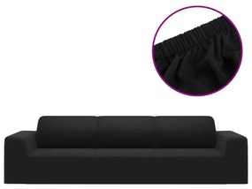 332935 vidaXL Husă elastică pentru canapea cu 4 locuri poliester jersey negru