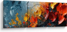 Tablou - Pictură abstractă de flori III. (cu ceas) (90x30 cm)