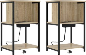 vidaXL Dulap de noapte 2 pcs Stejar Sonoma 38 x 31 x 61 cm