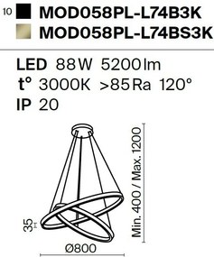 Lustra LED design modern Rim alama 80cm, 3000K