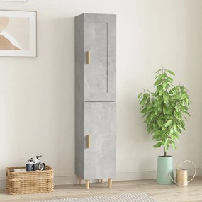 Dulap inalt, Beton Gri, 35x34x180 cm, lemn compozit 1, Gri beton, 1 Usa