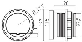 PRIZA INCASTRABILA IN MOBILIER CU 2xUSB 5V 2A, CU CABLU 1.5M SI STECHER, ARGINTIU/NEGRU AE-BPW1S2UCH-80