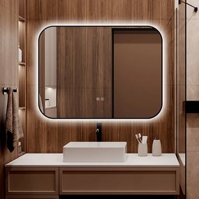 🪞 Oglindă LED cu Touch și Funcție Dezaburire – Ramă Negru, 80x60 cm, Model J187-8060 Smack