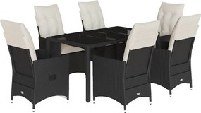 vidaXL Set mobilier de grădină cu perne, 7 piese, negru, poliratan