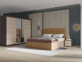 Set dormitor Royal 250, Bej cu Dulap Wenge/Sonoma