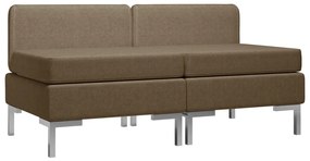 Canapele de mijloc modulare cu perne, 2 buc., maro, textil Maro, 2x Canapea de mijloc