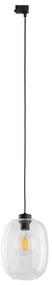Lustră pe cablu pentru sistem de șină trifazică ELIO 1xE27/15W/230V negru/transparent
