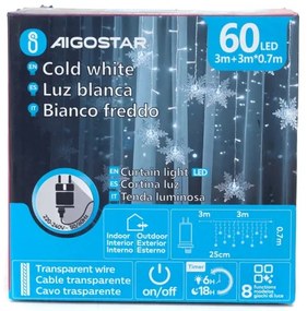 Aigostar - Instalație LED de Crăciun pentru exterior 120xLED/6W/230V/8 funcții 3x0,7m IP44 alb rece+telecomandă