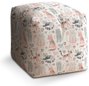 Taburet Cube pisicuțe pictate, colorat