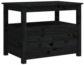 vidaXL Măsuță de cafea, negru, 71x49x55 cm, lemn masiv de pin