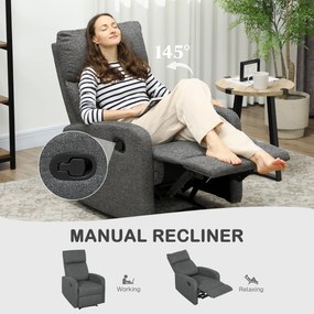 HOMCOM Fotoliu Modern Reclinabil 145° max, Tapițat din Chenille Gri | Aosom Romania